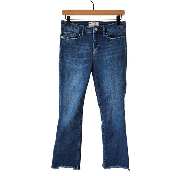 Free People High Rise Rita Cropped Blue Jeans Denim Bootcut Flare Women's 28 - Picture 2 of 10